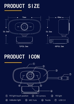 Webcam Full HD com Microfone, 4K, 1080P, Mini Câmera, 2K, 15-30FPS, USB, Web Ca - loja online