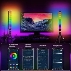 Barra de luz led com controle de voz, luz rgb colorida de ritmo musical, controle de voz automotivo