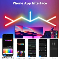 Imagem do Smart WiFi LED Barras de Lâmpada de Parede, RGB, Ambiente DIY, Luz Noturna, Rem