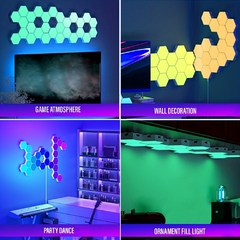 RGB Lâmpada de Parede Hexagonal Inteligente, Mudança de Cor Luz Noturna Ambien na internet