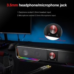 Redragon gs570 darknets surpport bluetooth aux 3.5mm estéreo surround alto-falante rgb coluna barra de som para computador - loja online