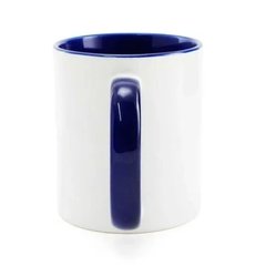 Caneca Personalizada de Cerâmica Branca com Alça e Interior Azul escuro. - comprar online