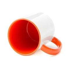 Caneca Personalizada de Cerâmica Branca com Alça e Interior laranja. - comprar online