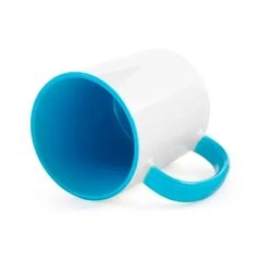 Caneca Personalizada de Cerâmica Branca com Alça e Interior Azul claro. - comprar online