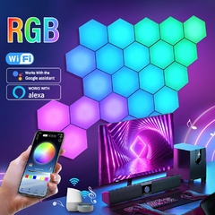 RGB Lâmpada de Parede Hexagonal Inteligente, Mudança de Cor Luz Noturna Ambien - comprar online