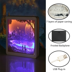 Usb operar 3d luz sombra escultura de papel lâmpada novidade iluminação prese - comprar online