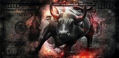 Charging bull pintura em tela, arte de parede, rua, pintura de 100 dólar, estátua, touro, escritório, decoração de casa, pôster e impressões motivos