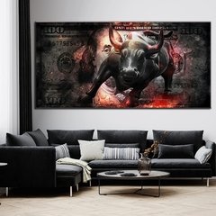 Charging bull pintura em tela, arte de parede, rua, pintura de 100 dólar, estátua, touro, escritório, decoração de casa, pôster e impressões motivos na internet