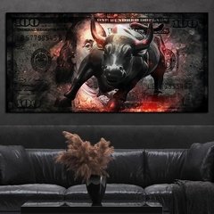 Charging bull pintura em tela, arte de parede, rua, pintura de 100 dólar, estátua, touro, escritório, decoração de casa, pôster e impressões motivos - comprar online