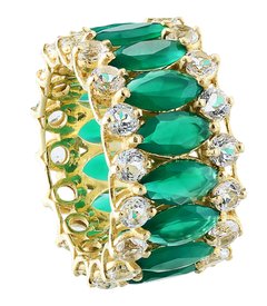 Full Eternity Ring com Esmeraldas e Safira Incolor - buy online