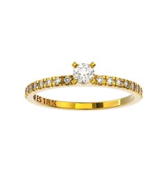 ANEL DE NOIVADO OURO AMARELO E DIAMANTE DE 10 PONTOS - BELIEVE10