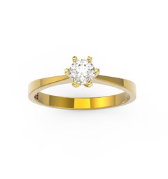 ANEL DE NOIVADO OURO AMARELO E DIAMANTE 20 PONTOS - LOVE 20