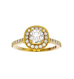 ANEL DE NOIVADO HALO OURO AMARELO E DIAMANTE CENTRAL DE 50 PONTOS - PARTOFME50