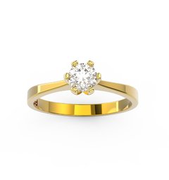 ANEL DE NOIVADO OURO AMARELO E DIAMANTE 30 PONTOS - LOVE 30