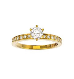 ANEL DE NOIVADO OURO AMARELO E DIAMANTE DE 30 PONTOS- IDO30