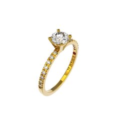 ANEL DE NOIVADO OURO AMARELO E DIAMANTE DE 50 PONTOS - BELIEVE50 - comprar online