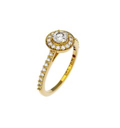 ANEL DE NOIVADO OURO AMARELO E DIAMANTE CENTRAL DE 20 PONTOS - EVER20 - buy online