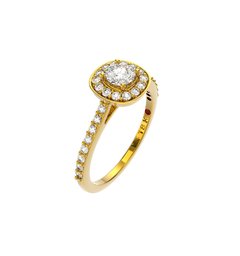 ANEL DE NOIVADO HALO OURO AMARELO E DIAMANTE CENTRAL DE 30 PONTOS - PARTOFME30 - comprar online