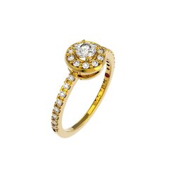 ANEL DE NOIVADO HALO EM OURO E DIAMANTE 10 PONTOS - EVER10 - comprar online