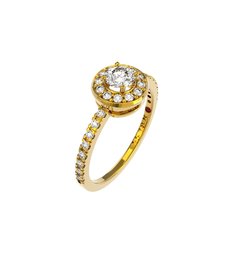 ANEL DE NOIVADO HALO OURO E DIAMANTE CENTRAL 30 PONTOS - EVER30 - comprar online