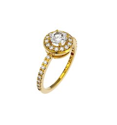 ANEL DE NOIVADO HALO OURO AMARELO E DIAMANTE CENTRAL DE 50 PONTOS - EVER50 - comprar online