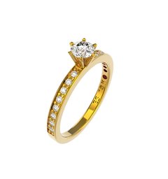 ANEL DE NOIVADO OURO AMARELO E DIAMANTE DE 30 PONTOS- IDO30 - comprar online