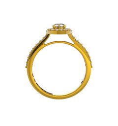 ANEL DE NOIVADO HALO OURO AMARELO E DIAMANTE CENTRAL DE 30 PONTOS - PARTOFME30 on internet