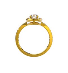 ANEL DE NOIVADO HALO OURO AMARELO E DIAMANTE CENTRAL DE 50 PONTOS - EVER50 on internet