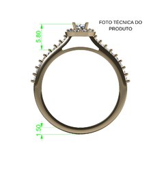 ANEL DE NOIVADO HALO EM OURO AMARELO E DIAMANTE CENTRAL DE 10 PONTOS - PARTOFME10 - online store