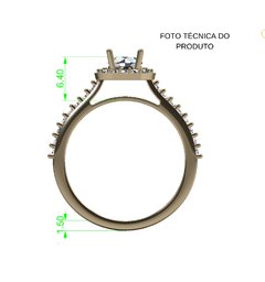 ANEL DE NOIVADO HALO OURO AMARELO E DIAMANTE CENTRAL DE 50 PONTOS - PARTOFME50 - online store