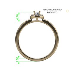 ANEL DE NOIVADO OURO AMARELO E DIAMANTE CENTRAL DE 10 PONTOS - FIDELITY10 - loja online