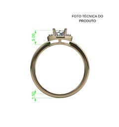 ANEL DE NOIVADO HALO OURO AMARELO E DIAMANTE CENTRAL DE 50 PONTOS - FIDELITY50 - loja online