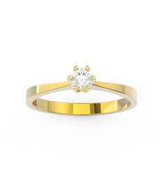 ANEL DE NOIVADO OURO AMARELO E DIAMANTE 10 PONTOS - LOVE 10