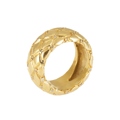 ANEL EM OURO 18K CAPITONE COM DIAMANTES