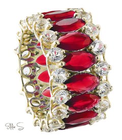 Full Eternity Ring com Rubis e Safira Incolor