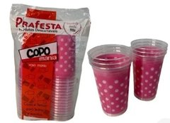 Copo Mania Rosa C/bolinha Branca Descartável. - comprar online