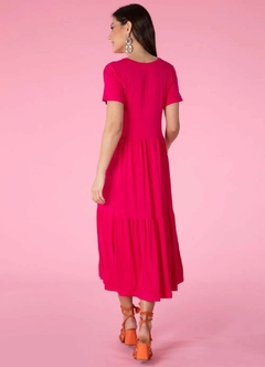 3584749 VESTIDO QUINTESS MALHA DE VISCOSE ROSA COM DECOTE V - comprar online