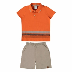 1000120531-00400 CONJUNTO MALWEE KIDS POLO LARANJA