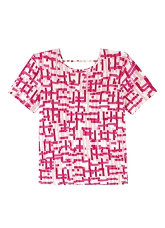 182709-4986 BLUSA MARIALICIA EM VISCOSE ROSA/OFF WHITE