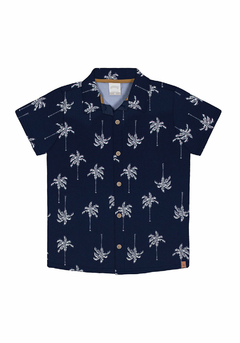 45735-Q2163R CAMISA ALAKAZOO C/ESTAMPA TROPICAL MARINHO