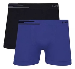 00436-088-0907 KIT CUECA BOXER LUPO MICROFIBRA S/COSTURA PRETO/AZUL