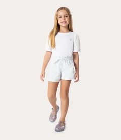 1000113013-00001 SHORT MALWEE KIDS EM ALGODÃO BRANCO - comprar online