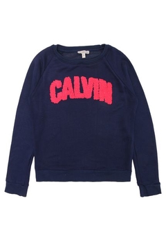 CG8OJ01BL980-0598 MOLETOM CALVIN KLEIN KIDS DE MOLETOM COM BORDADO MARINHO