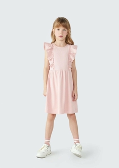 5B1KKLNEN VESTIDO HERING KIDS COM BABADOS ROSA