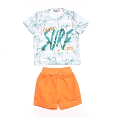 050678323 CONJUNTO OLIVER ESTAMPA SURF OFF WHITE/LARANJA