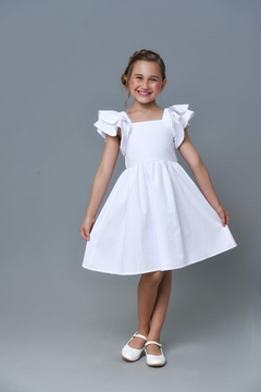 2496-16 VESTIDO NANY KIDS EM TRICOLINE BRANCO