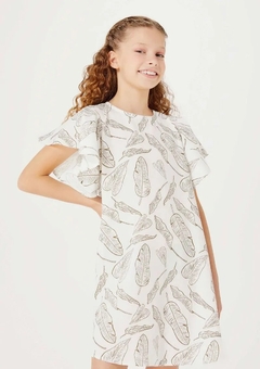 HAKV1CEN VESTIDO HERING KIDS ESTAMPADO OFF WHITE - comprar online