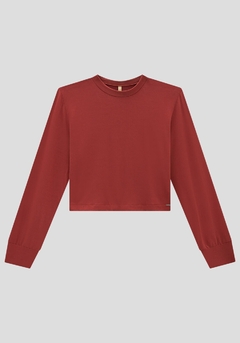 66383-0186836 BLUSA LUNENDER CROPPED EM MOLETOM VERMELHO CRAPE - comprar online