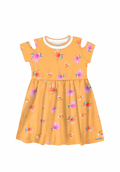 45797-Q2261S VESTIDO LAKAZOO ESTAMPA BEIJA FLOR LARANJA - comprar online