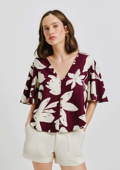 HFEV1AEN BLUSA HERING ESTAMPADA DECOTE V VINHO